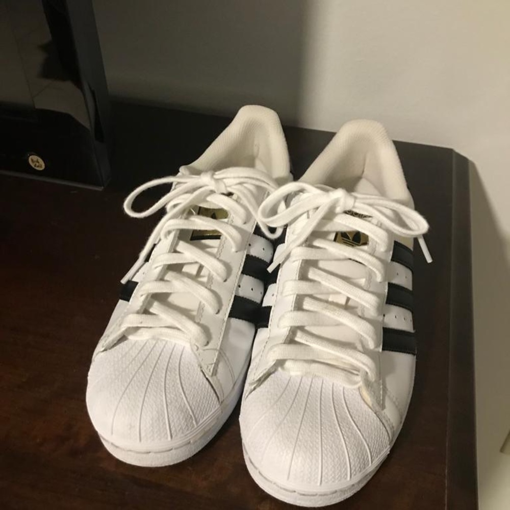 ADIDAS white sneakers with black stripes